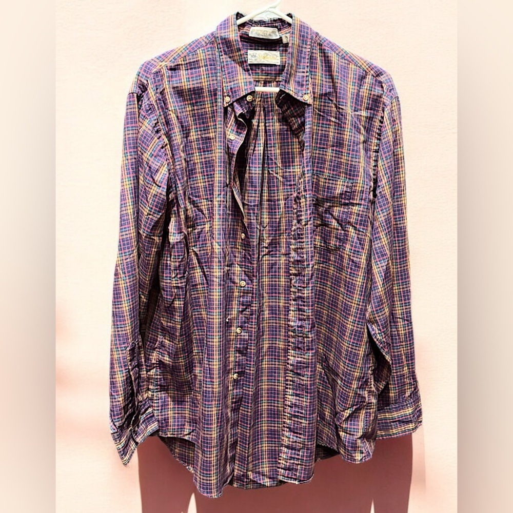 Saddlebred Purple and Yellow Casual Button Down Shirt LARGE